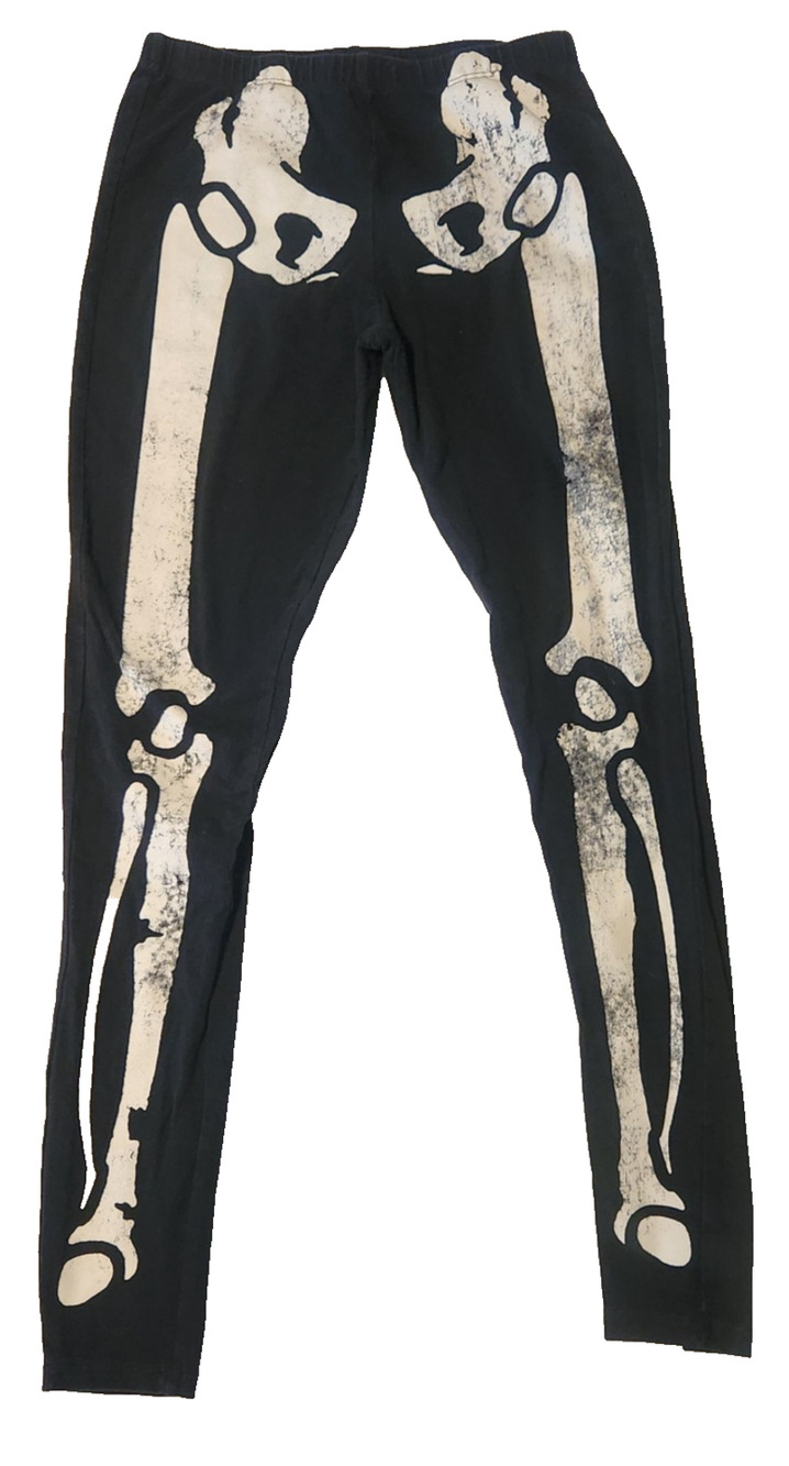 Skeleton Bone Legs Black Leggings Pants Halloween Costume Teenage Runaway SMALL